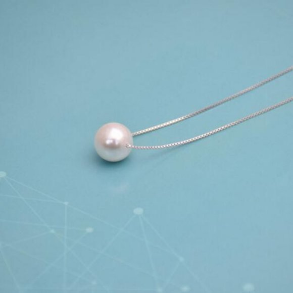 NEW 925 Sterling Silver Simple Pearl Necklace - Picture 5 of 8